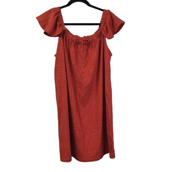 Madewell Womens Orange Eloise Off The Shoulder Mini Dress Size Large - Picture 2 of 11